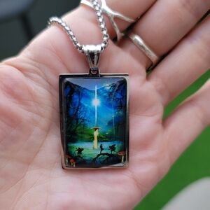 Ace of Swords Tarot Necklace – Stainless Steel w/ Gothic Spiral & Witchy Edge